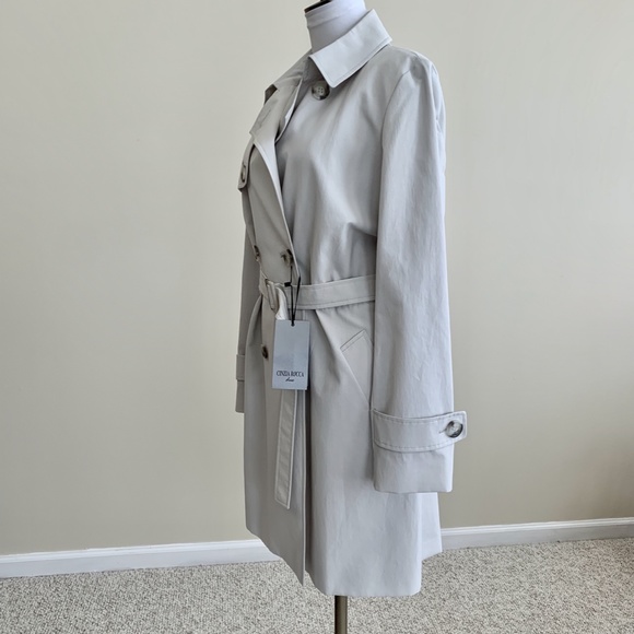 NWT Cinzia Rocca Due Trench in Light Stone, Sz 12 - Picture 2 of 10